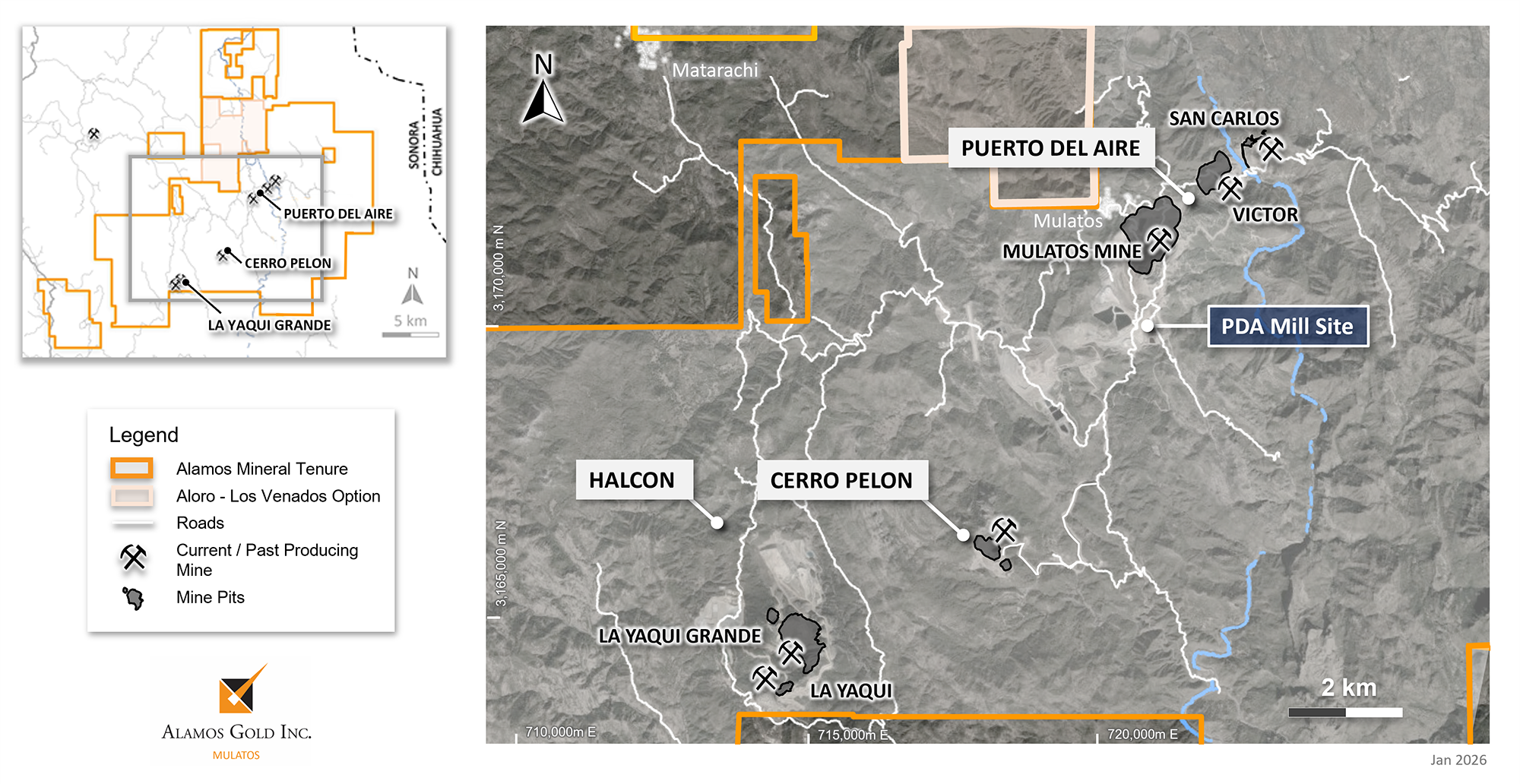 Figure 1: Puerto Del Aire, Cerro Pelon, and Halcon Location Map, Mulatos District image
