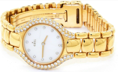 Ebel Beluga heavy 18k yellow gold 1.0ct VS1-F diamond MOP ladies watch 67 grams. Sold for $4,000