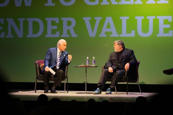 High Point University President Nido Qubein participated in an interactive Q&A session with Apple co-founder and HPU Innovator in Residence Steve Wozniak last year. 