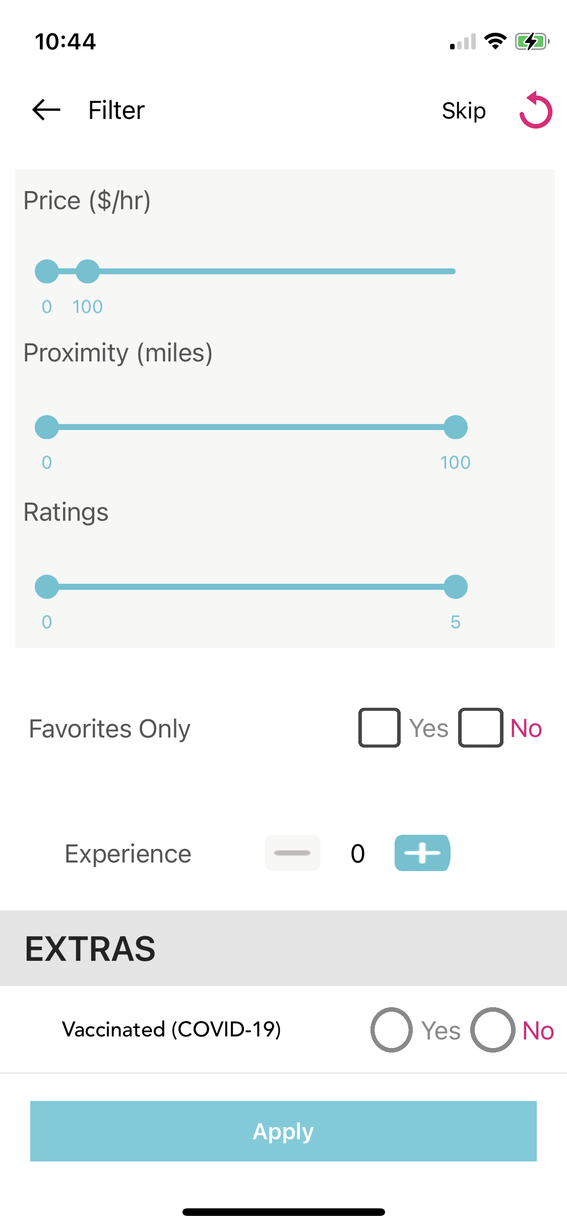 NannyPod App - Filters