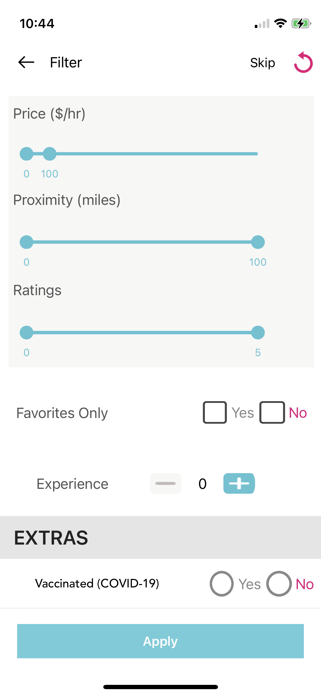 NannyPod App - Filters