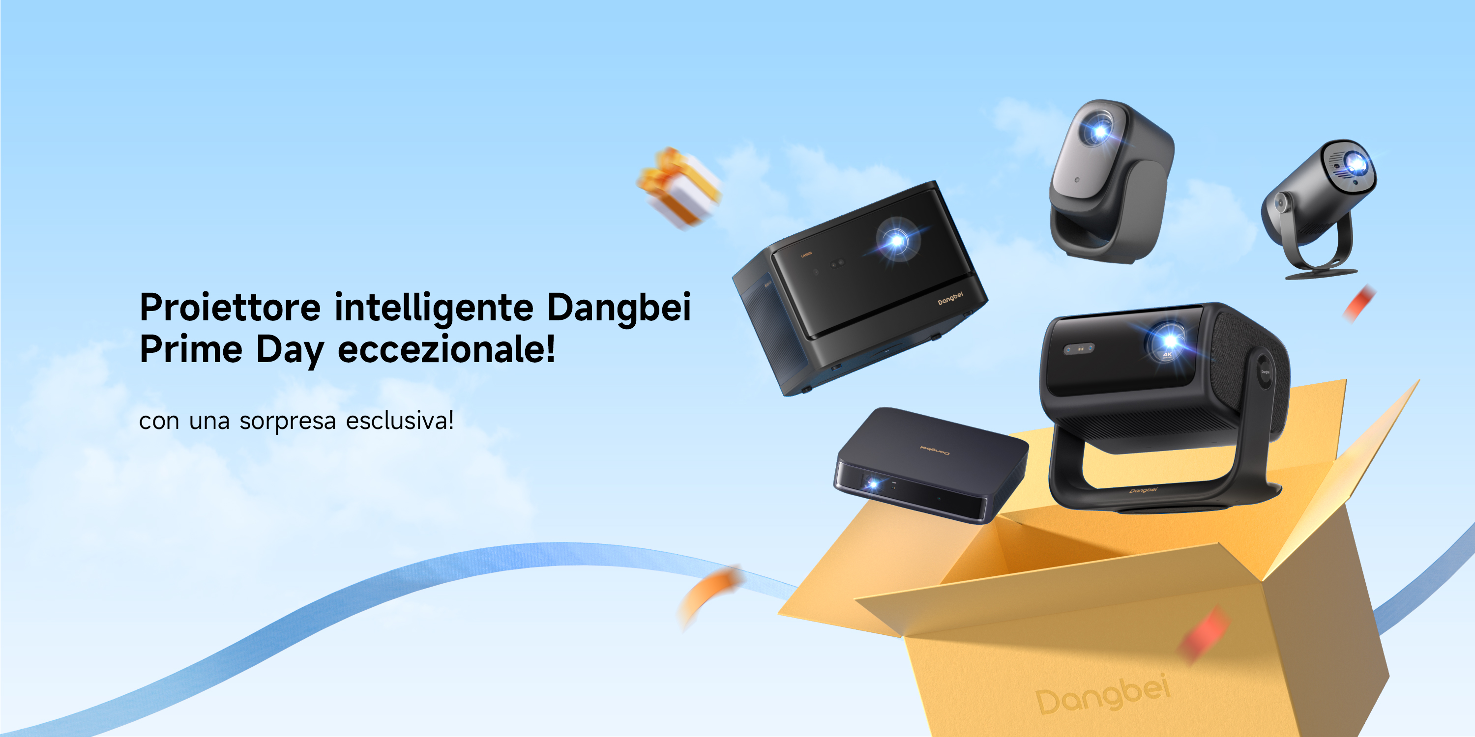 Banner promozionale Dangbei Prime Day con proiettori smart.
