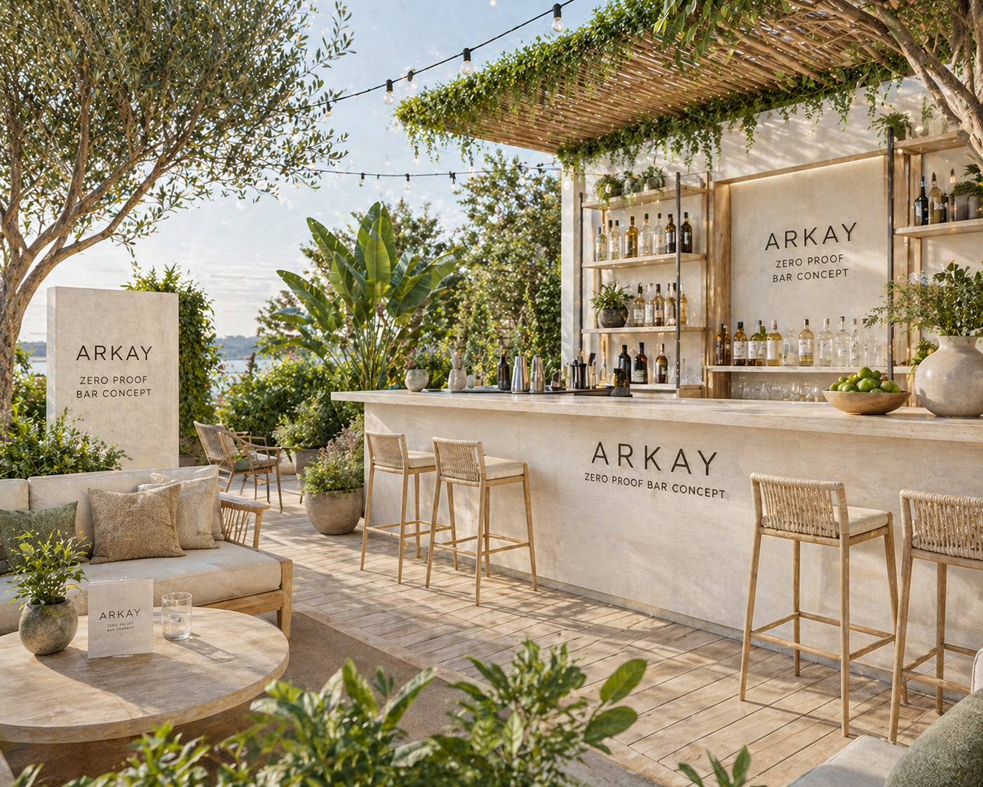 The Garden ARKAY Mocktail Bar offers a unique outdoor experience where wellness, pleasure, and alcohol-free sophistication come together.