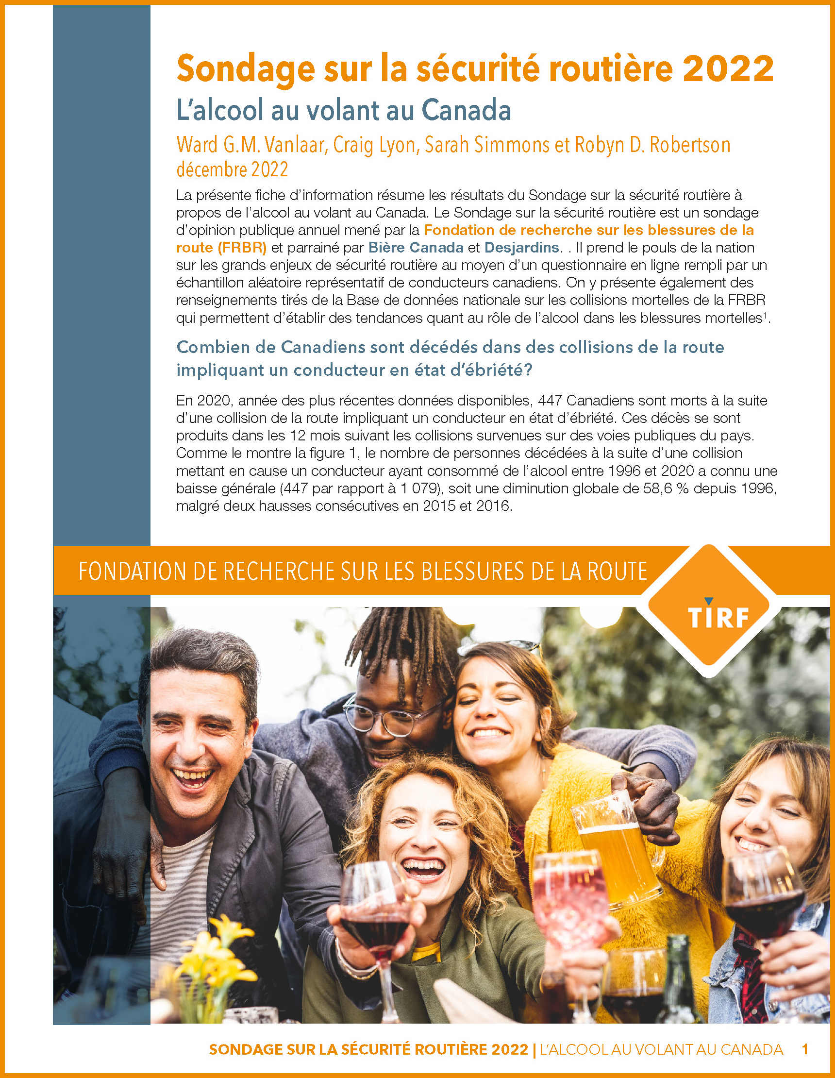 Sondage sur la sécurité routière 2022 : L'alcool au volant au Canada