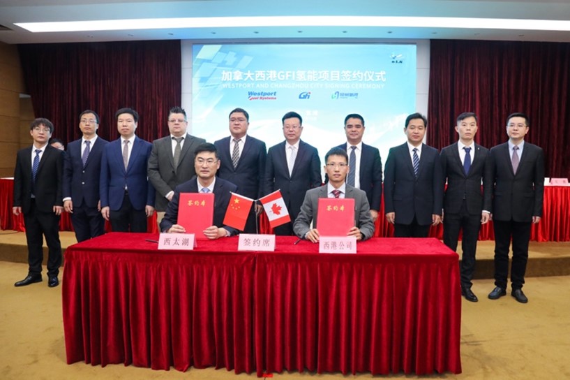 Signing Ceremony with Deputy Mayor of Changzhou, Huan Heng and Westport Senior Buyer, Luca Vecchier on February 25, 2023. Photo credit: Qianhui Xu/???