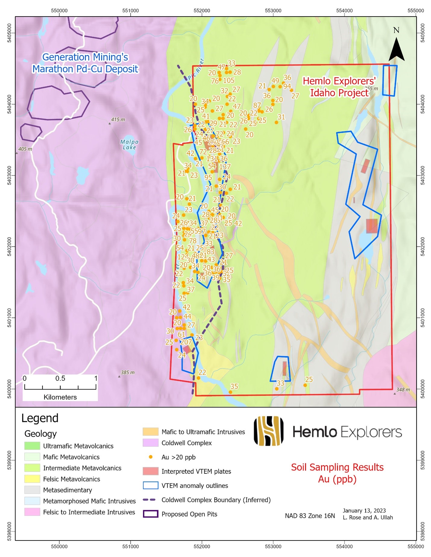 Anomalous Gold in Soils Map