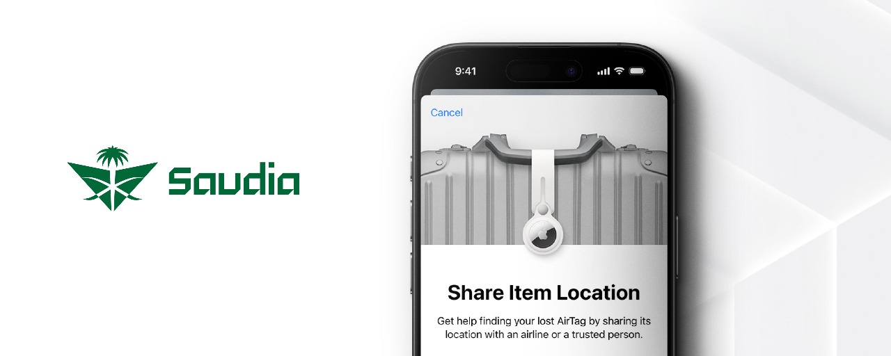 Saudia has implemented Apple’s Share Item Location feature to privately and securely locate lost or delayed bags.