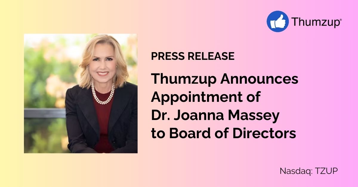 Thumzup Announces Appointment of Dr. Joanna Massey to Board of Directors