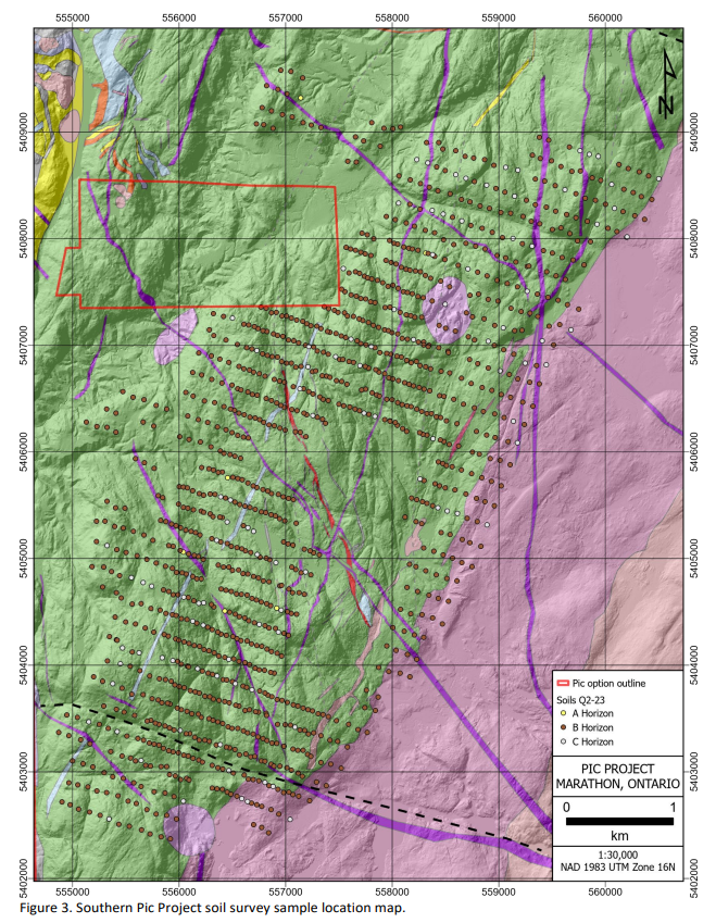 Southern Pic Project soil survey sample location map