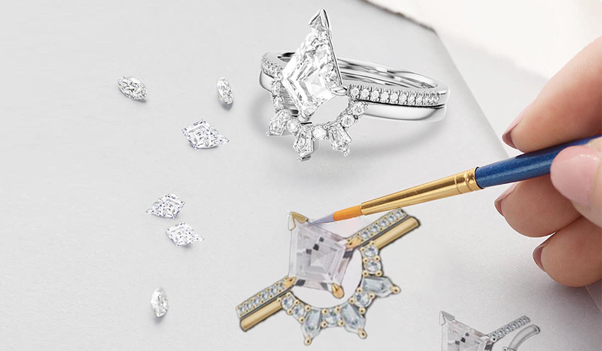 Design illustration of Fancy-Cut Kite Diamonds showcasing unique shapes and facets