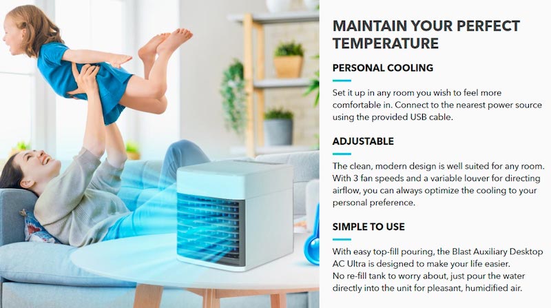 Arctic blast portable air clearance conditioner