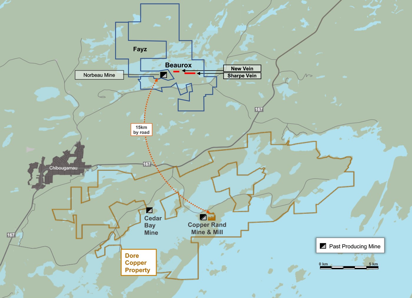 Carte de localisation des propriétés Norbeau et Beaurox 