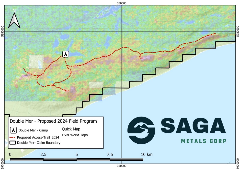 Proposed access trail at the Double Mer Uranium Project in Labrador