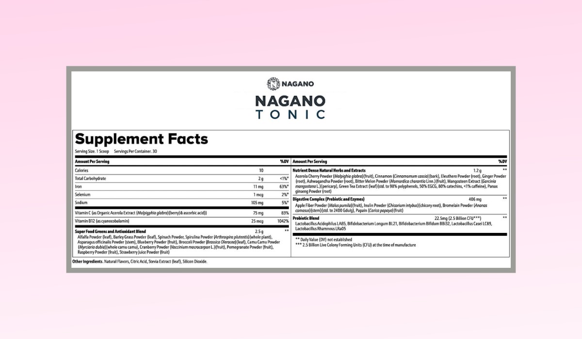 Nagano Tonic Supplement Facts