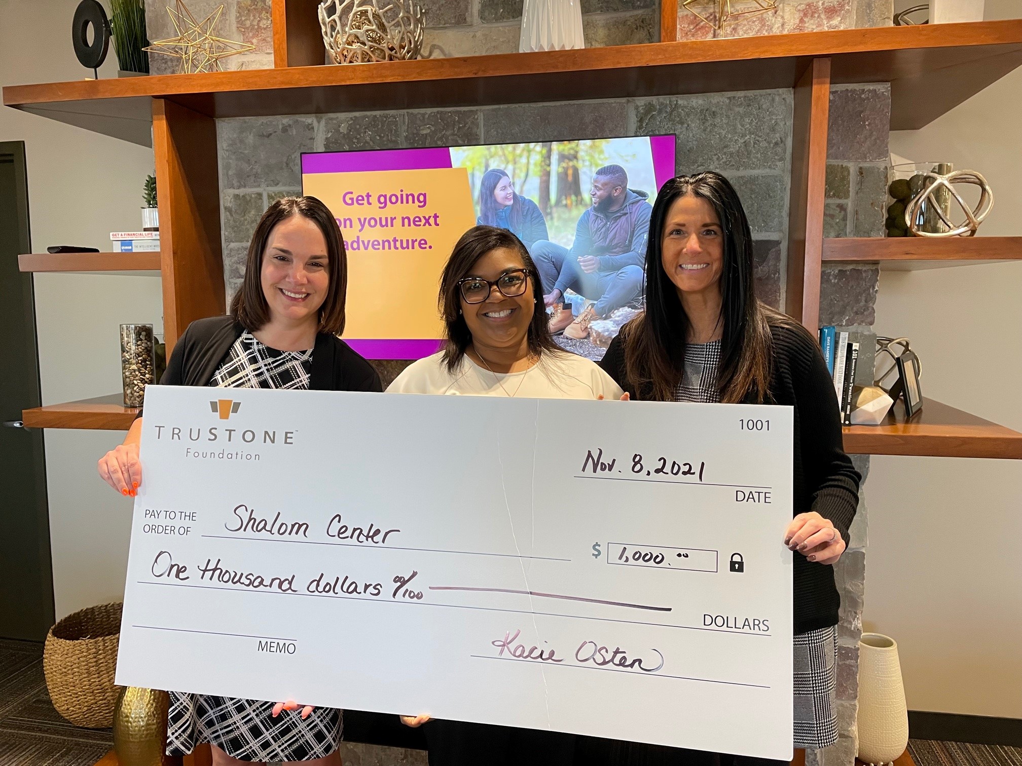 Shalom Center Check Presentation