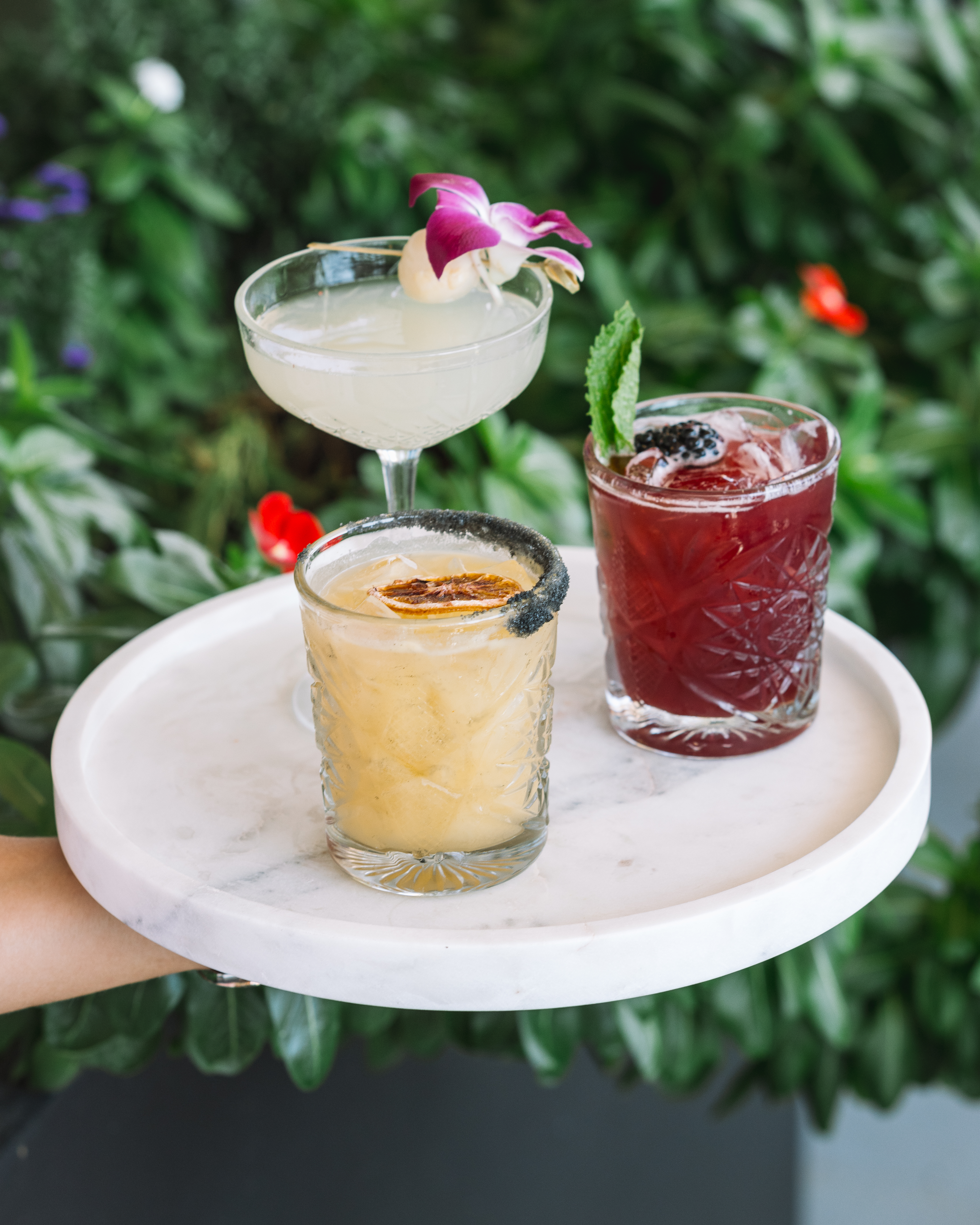 Blackberry Bramble, Mezcalita and Lychee martini - Moxies