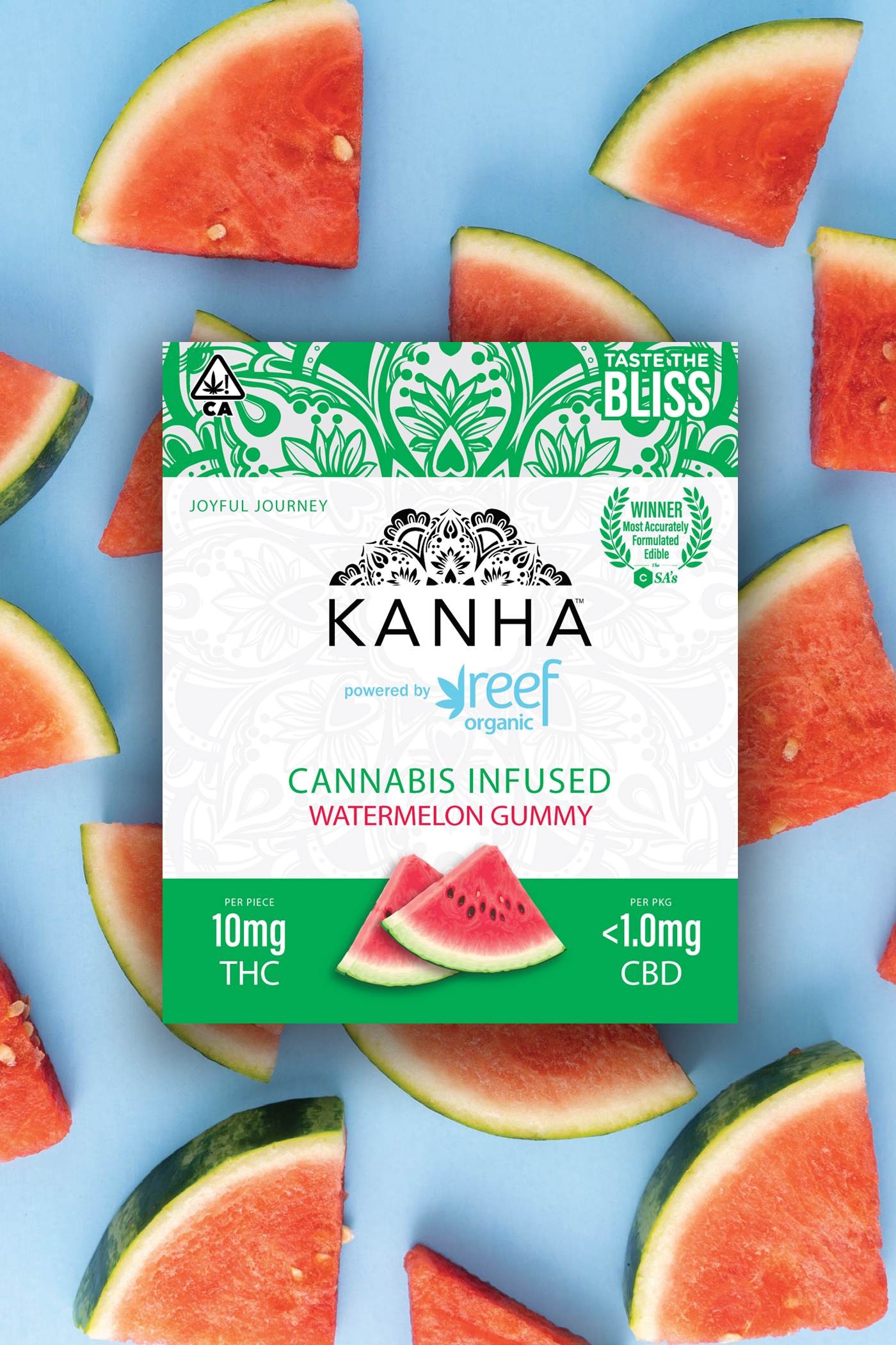 Kanha powered by Reef Organic cannabis infused watermelon gummies