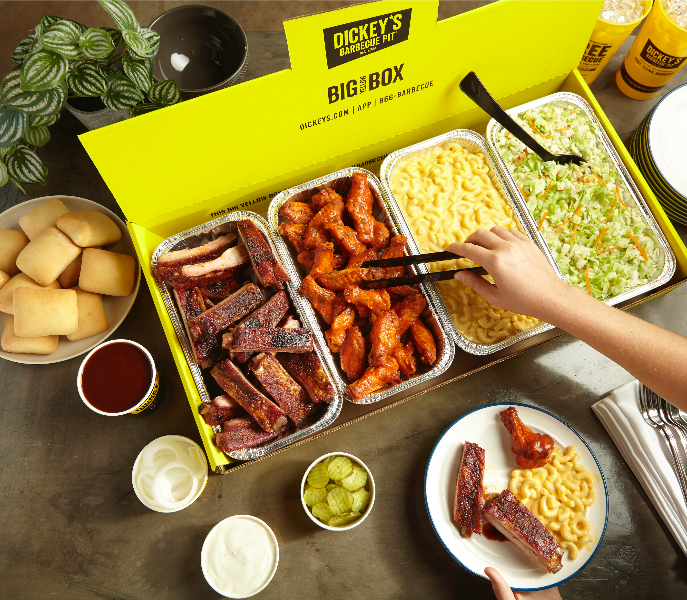 Dickey's Barbecue Pit Celebrates Labor Day with a variety of specials including this Wings and Ribs Party Pack ($115) – 18 ribs, 24 wings with choice of sauce, large mac and cheese, large cabbage slaw, 12 buttery rolls, Dickey’s Barbecue Sauce and ranch dressing.