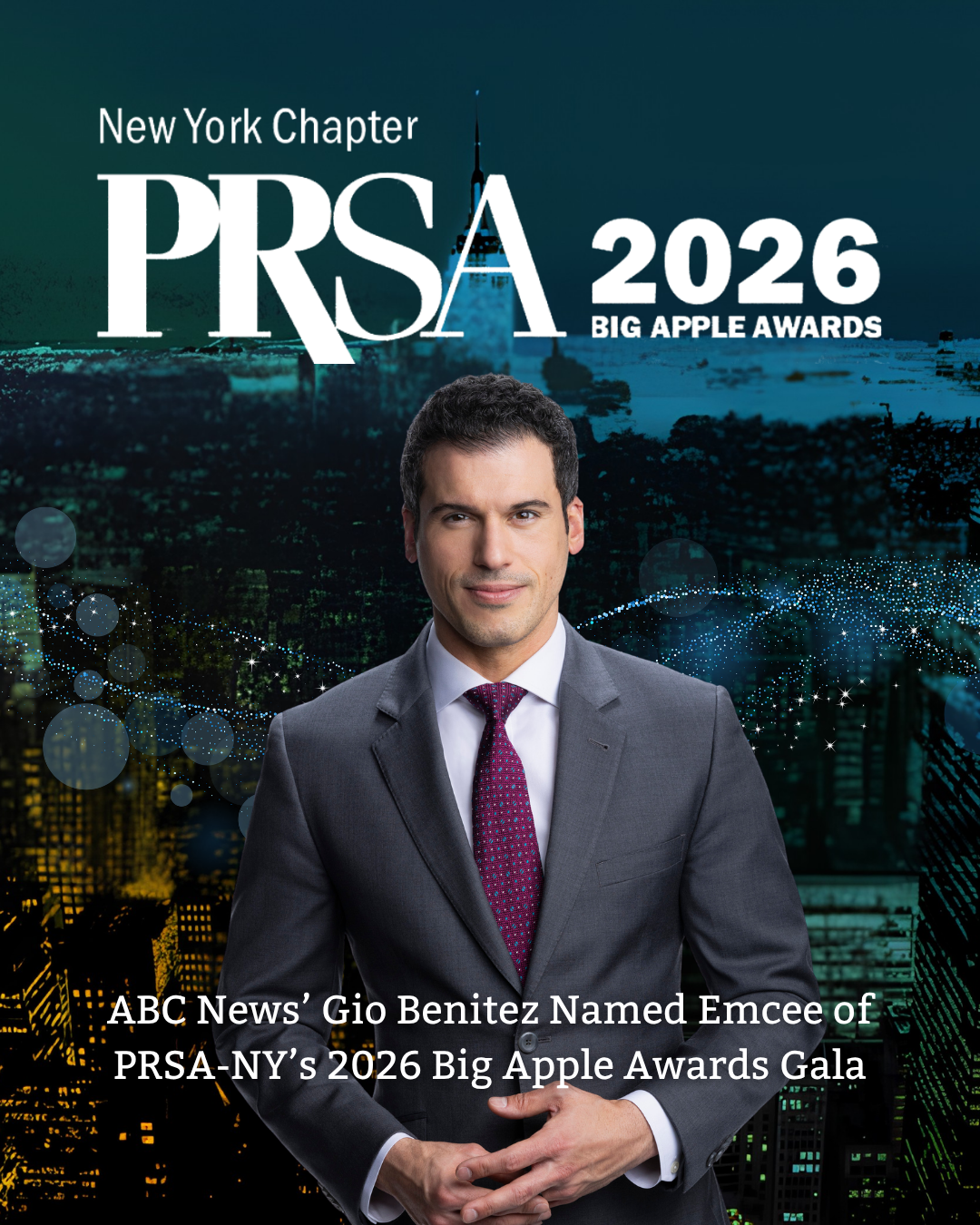 ABC News’ Gio Benitez Named Emcee of PRSA-NY’s 2026 Big Apple Awards Gala