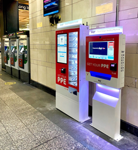 Vengo and VengoXL PPE kiosks in NYC subway station 
