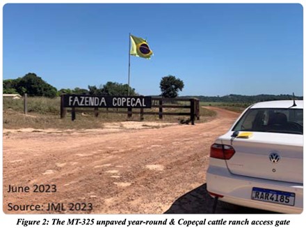 The MT-325 unpaved year-round & Copeçal cattle ranch access gate