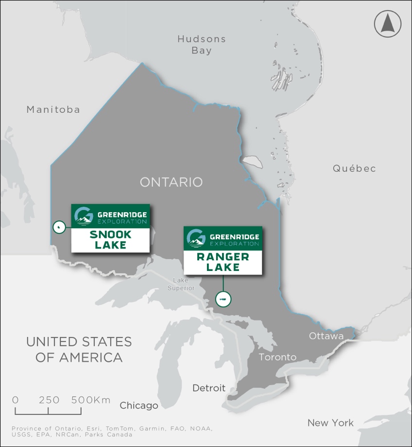 Figure 1 - Greenridge Exploration Uranium Ontario Projects Portfolio