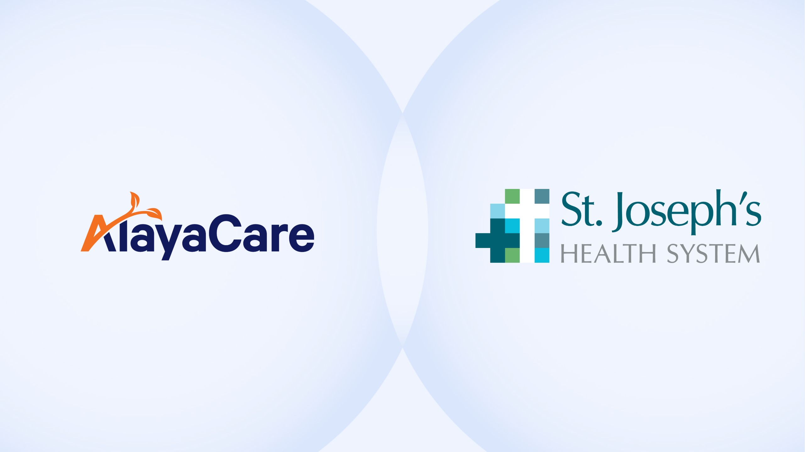 Side-by-side logos of AlayaCare and St. Joseph's Health System on a light blue background, representing their partnership