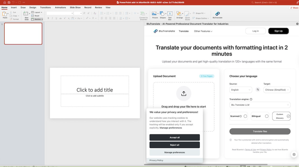 Bluente PowerPoint add-in