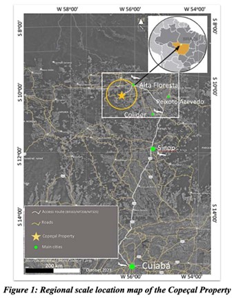 Regional scale location map of the Copeçal Property