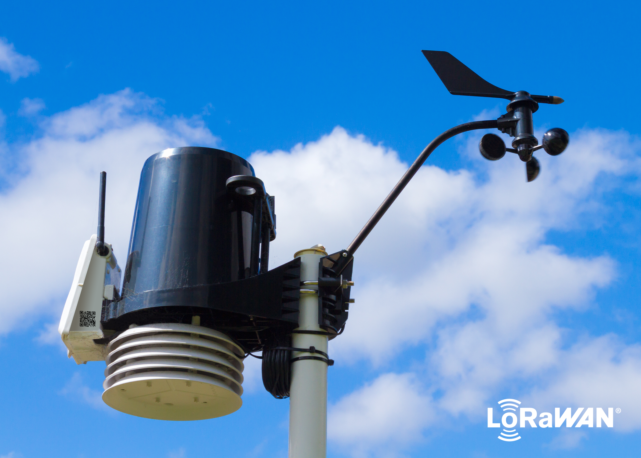 Photo of QR code on a networked weather station.