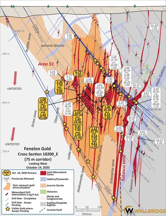 Fenelon Gold, 10200 Cross Section