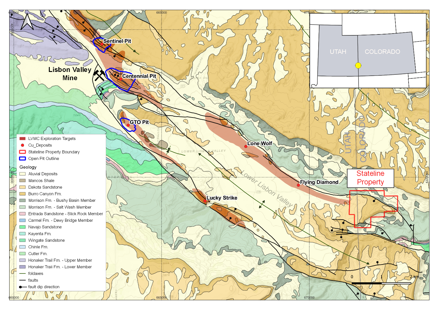 Stateline Property Location and Regional Geology Plan Map: Stateline Property Location and Regional Geology Plan Map