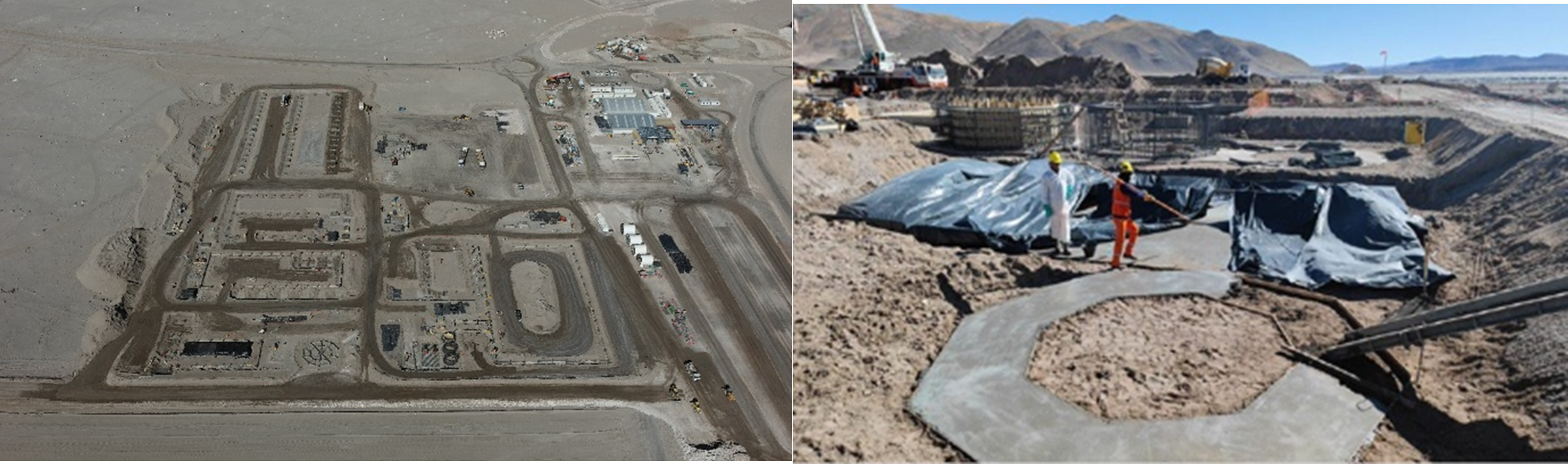 Process Plant overview (left) and concrete foundations (right)