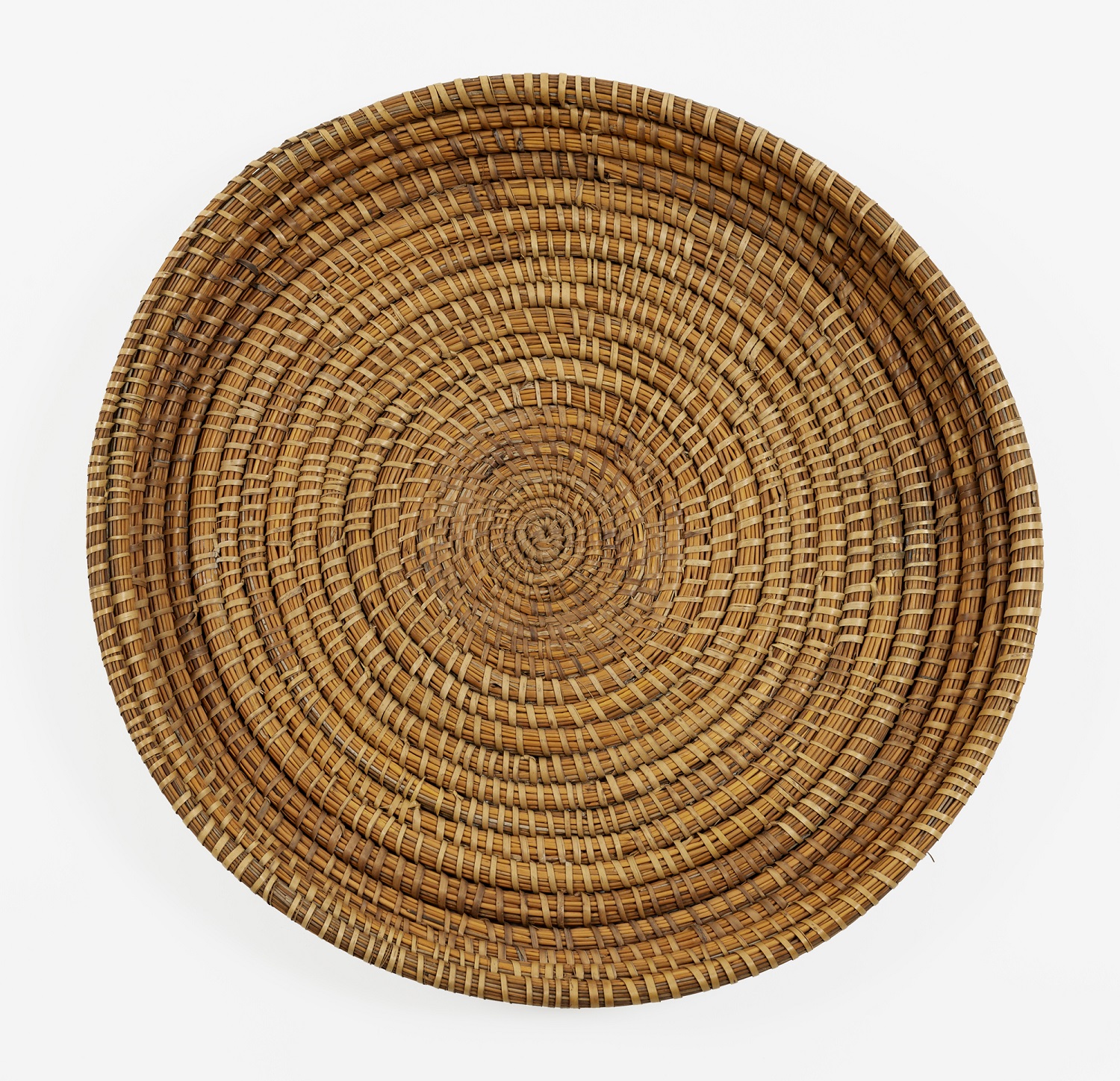 Makers once known; Coiled fanner basket, c.1900; bulrush and reed; Telfair Museum of Art, 1228