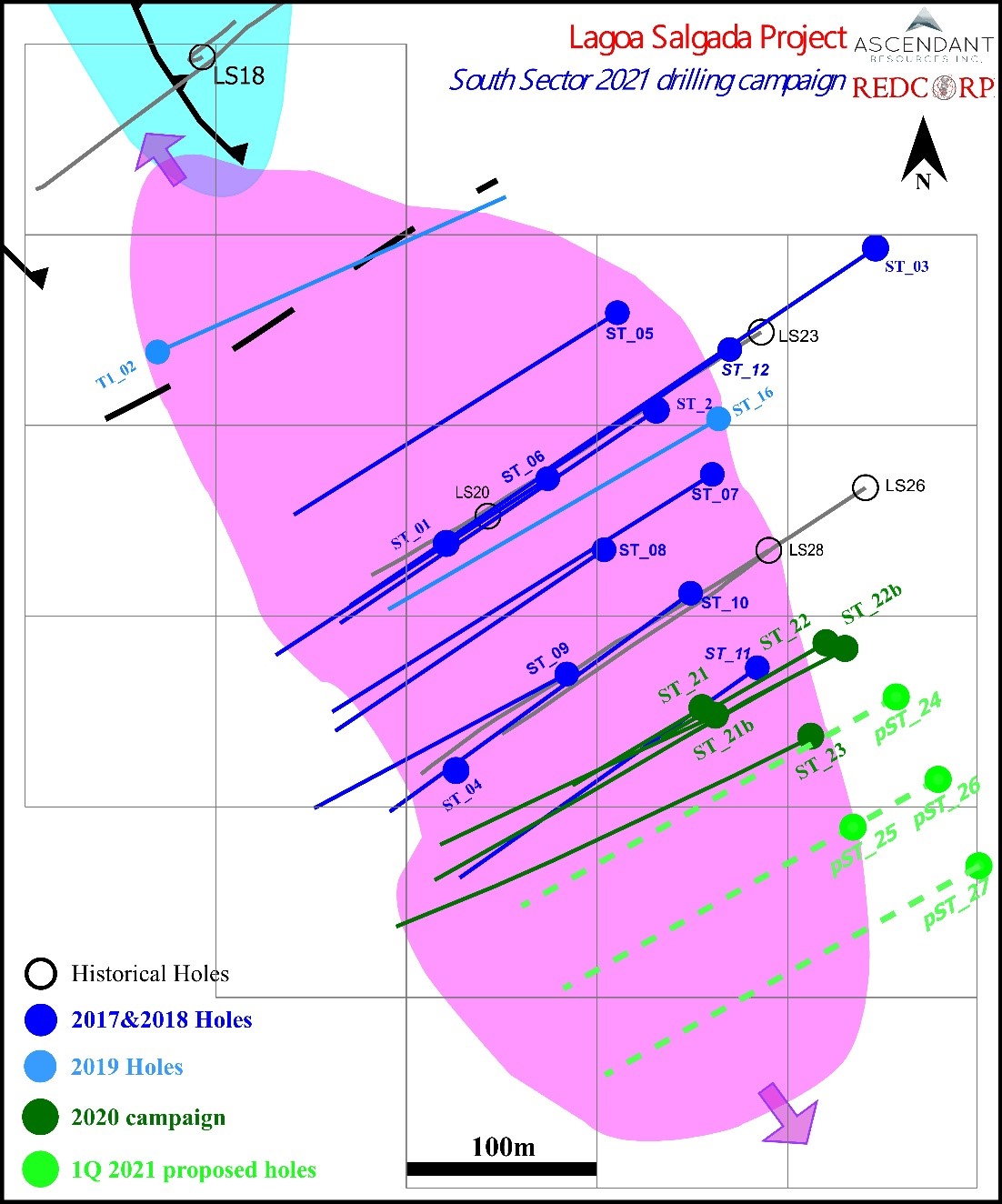 Figure 1 - South Zone planned exploration program - Jan 27 2021 PR