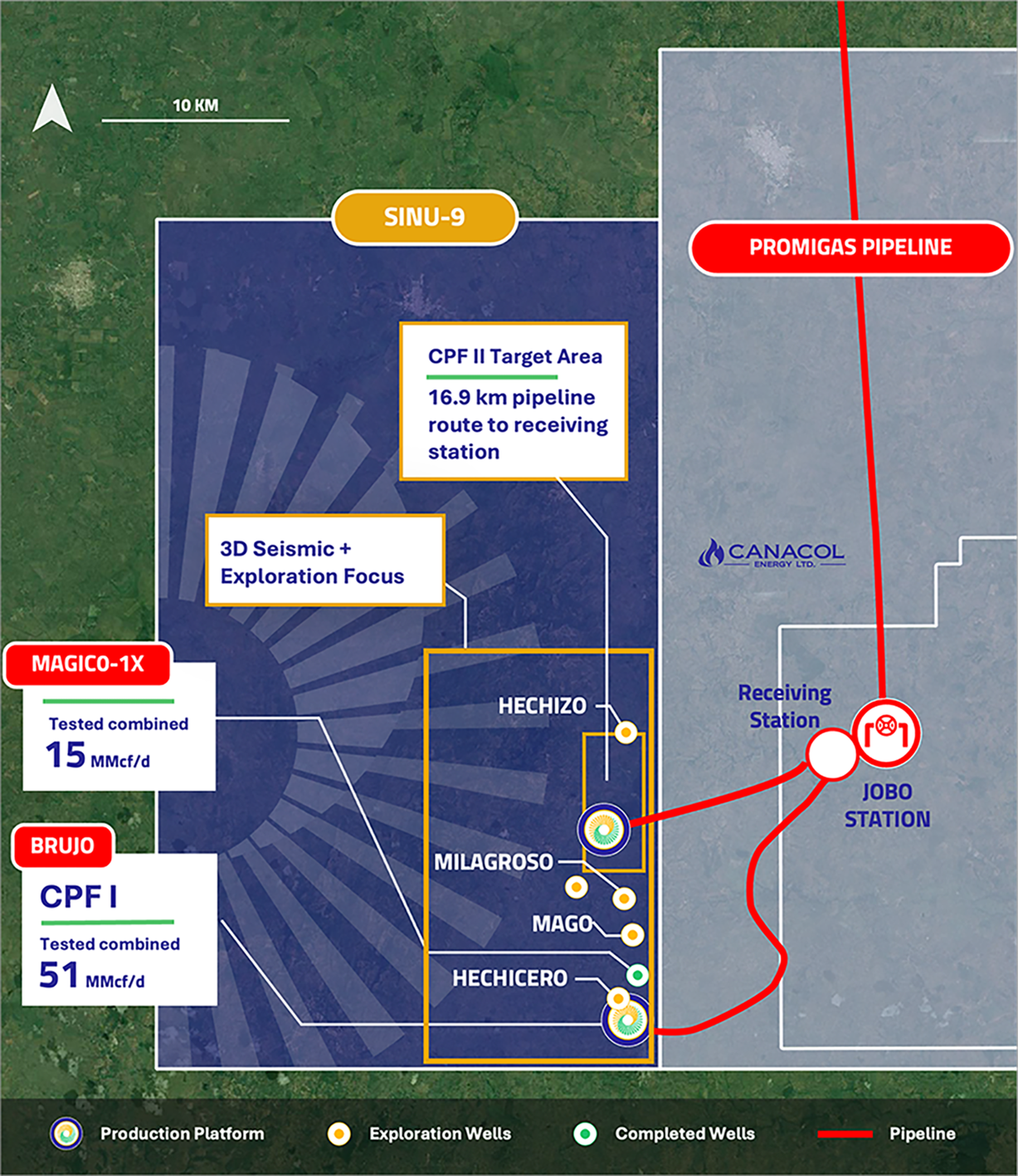 Accelerated Development Drilling and 3D Seismic at Sinu-9 Map