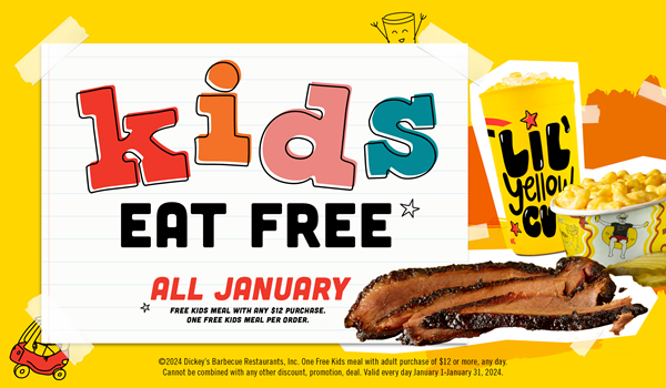 Kids East Free in January with Dickey's