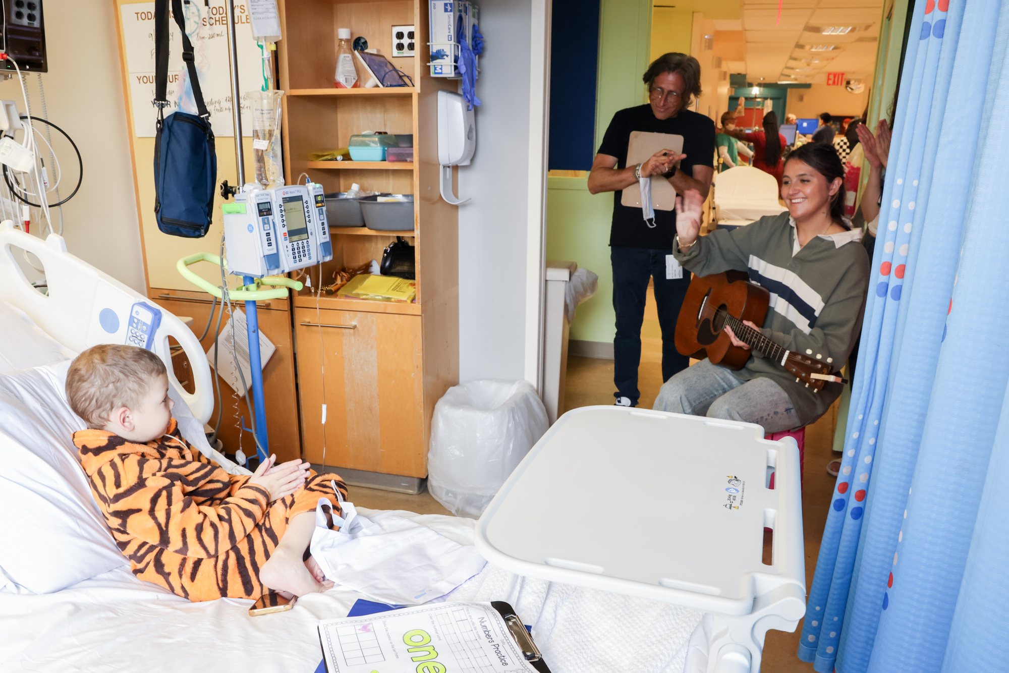 Chelsea Cutler performs at the bedsides of pediatric patients for Childhood Cancer Awareness Month in partnership with Musicians On Call and Hyundai Hope On Wheels.