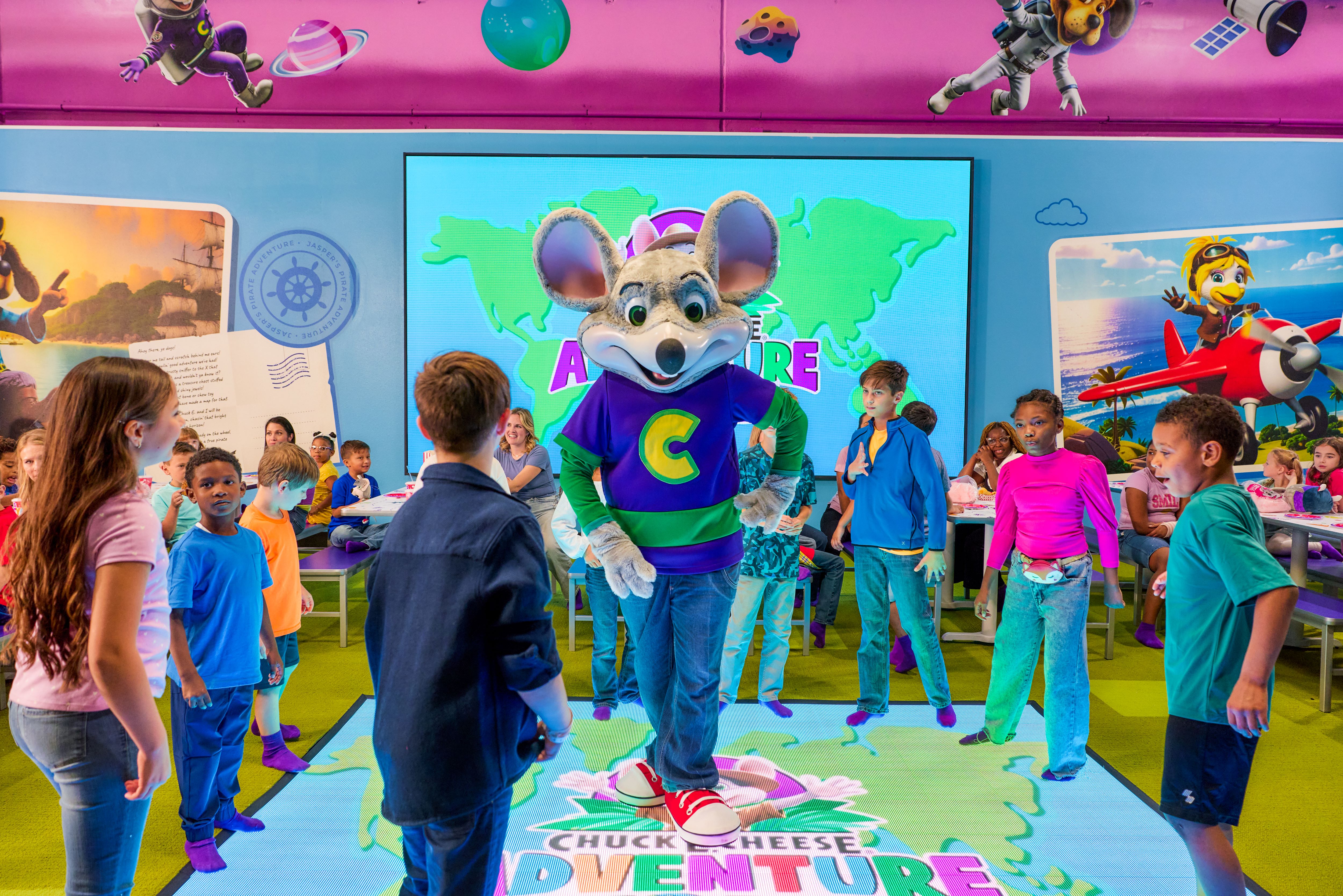 AW Chuck E. Slide – Chuck E. Cheese will make regular appearances at Adventure World during the daily live shows and birthday parties.