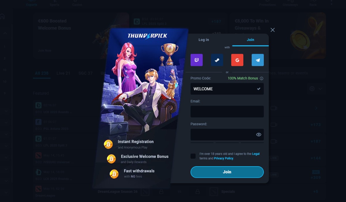 Thunderpick Homepage