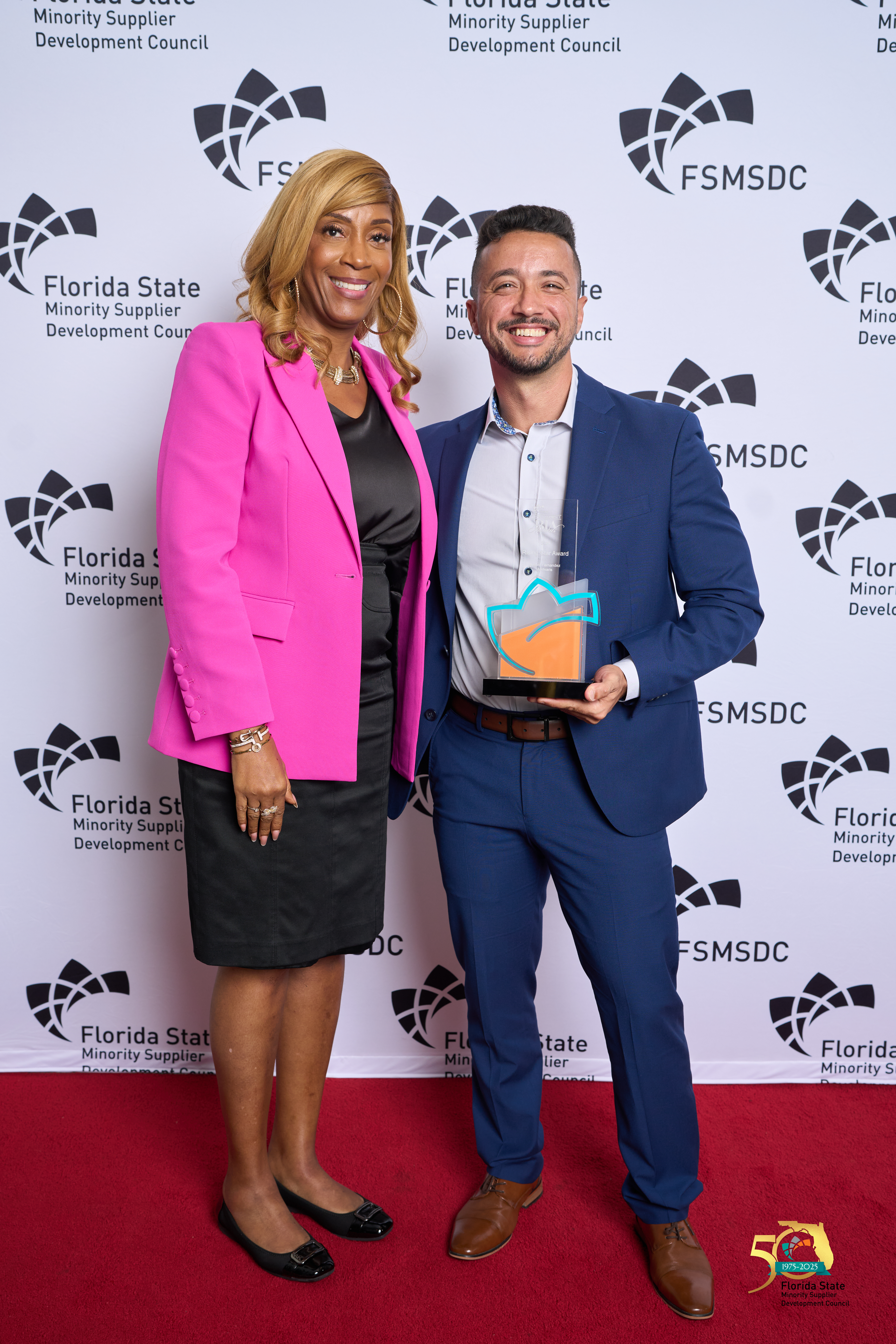 A snapshot of success! Standing alongside leadership at the FSMSDC 50th Anniversary Gala, celebrating the Rising Star Award win. Here’s to building stronger partnerships and creating opportunities together. #FSMSDC50 #AwardWinner #MinorityBusinessExcellence