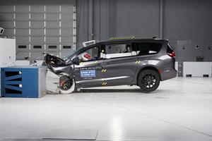 The 2023 Chrysler Pacifica earns a marginal rating in the IIHS updated moderate overlap crash test, which emphasizes rear seat passenger protection.