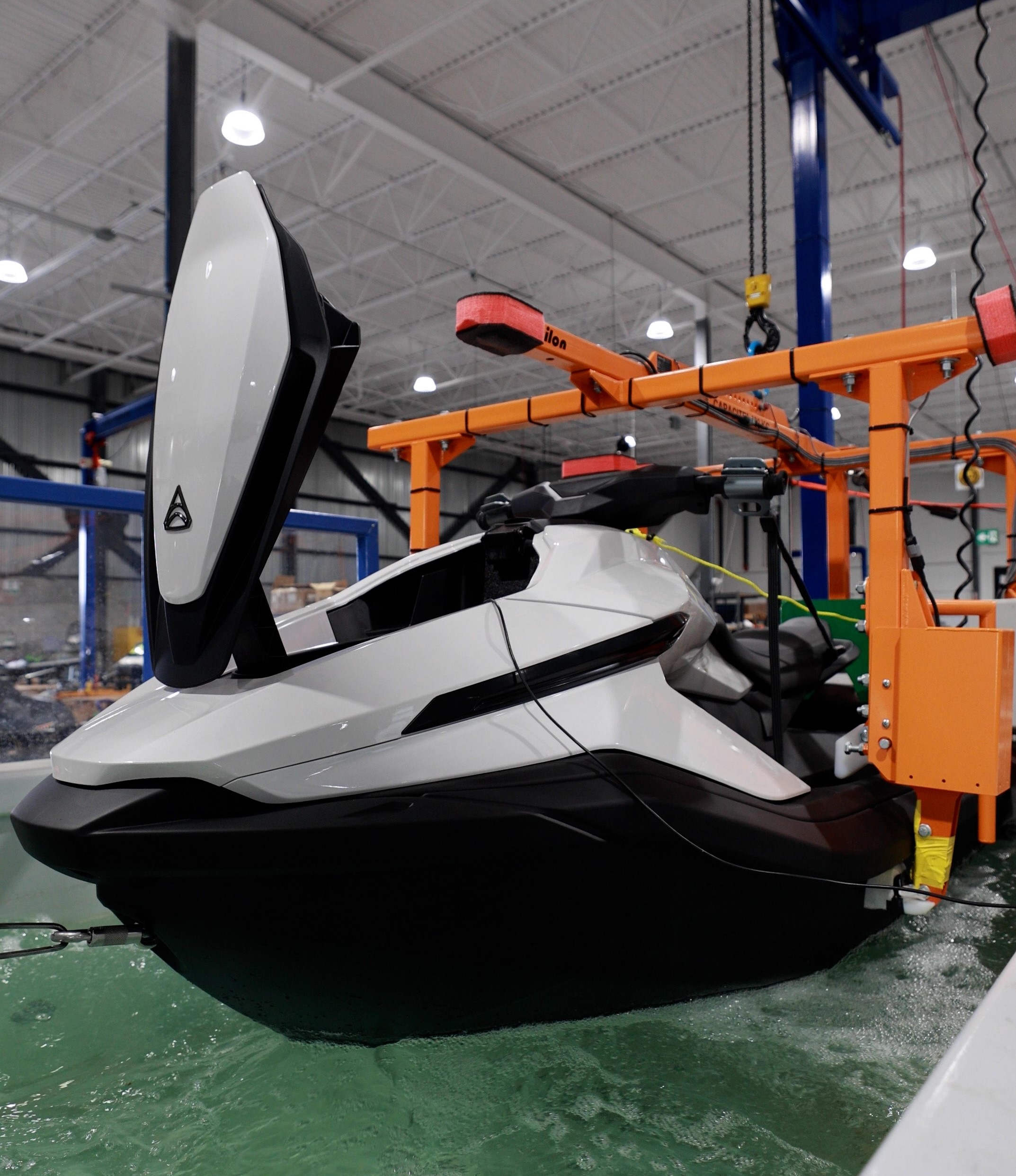 Pool test station at Taiga's manufacturing facility