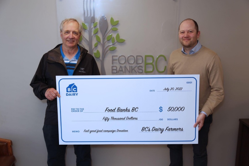 BC Dairy Association's donation to Food Banks BC