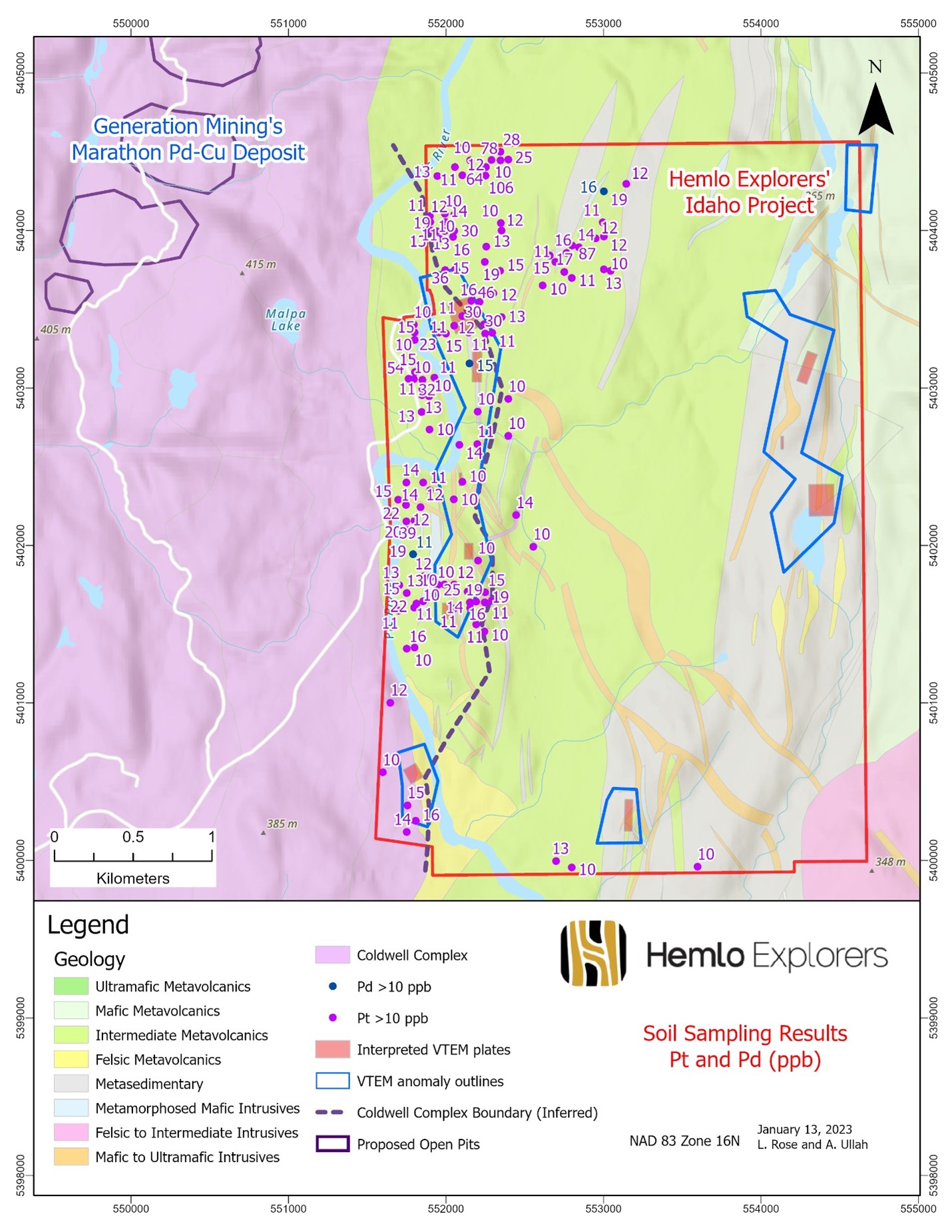 Anomalous Platinum and Palladium in Soils Map