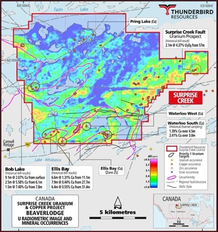 Surprise Creek Project – copper results from historical drilling 3, 4, 5 ,6