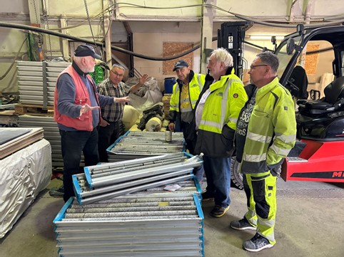 Tanbreez Core Shed and Geologists Dr Hans Schonwandt, Greg Barnes, Ole Christianson, George Karageorge discussing core processing proceedures August 2025