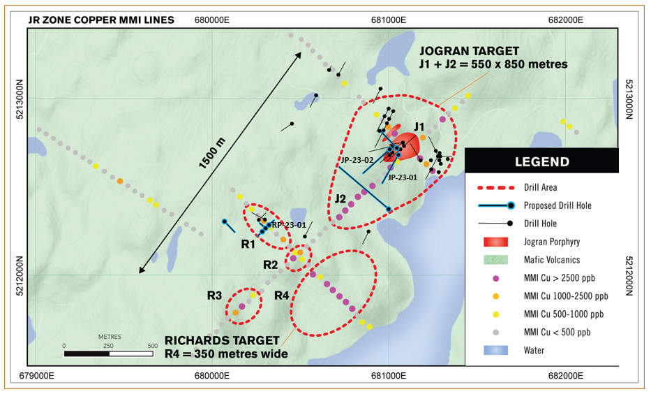 Figure 1. JR Zone MM Lines and Proposed DDHs