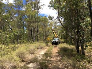 RC drilling underway on an existing track at the East Kirup Lithium Prospect