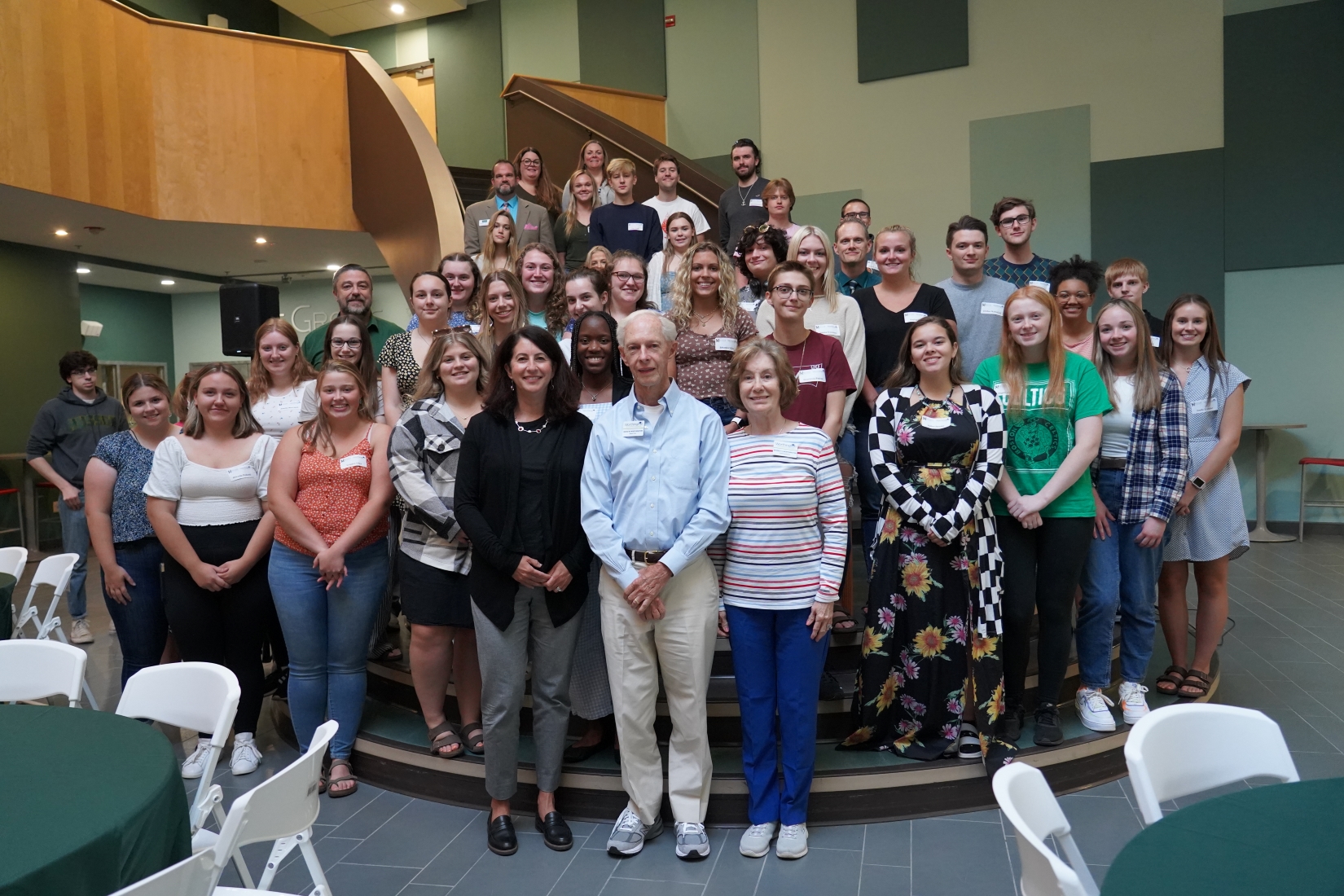 David and Beverly Worthington, Julie Bourgoin and Husson University's Worthington Scholars.